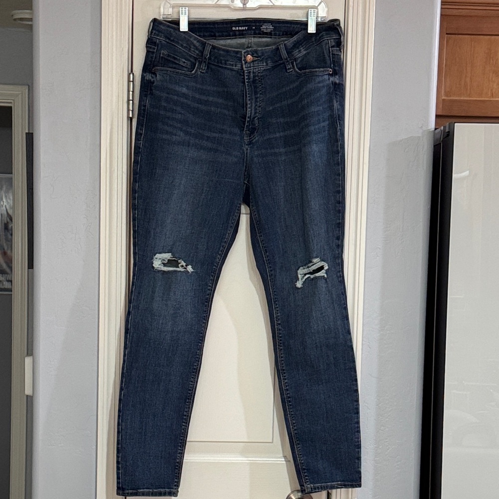Old Navy Dark Blue Ripped Skinny Jeans